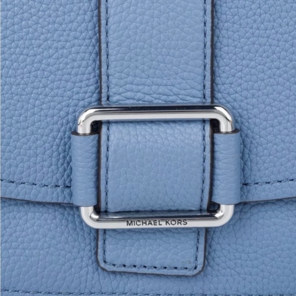 MICHAEL KORS Maxine Large Saddle Bag Blue Pebbled Leather - Picture 9 of 9